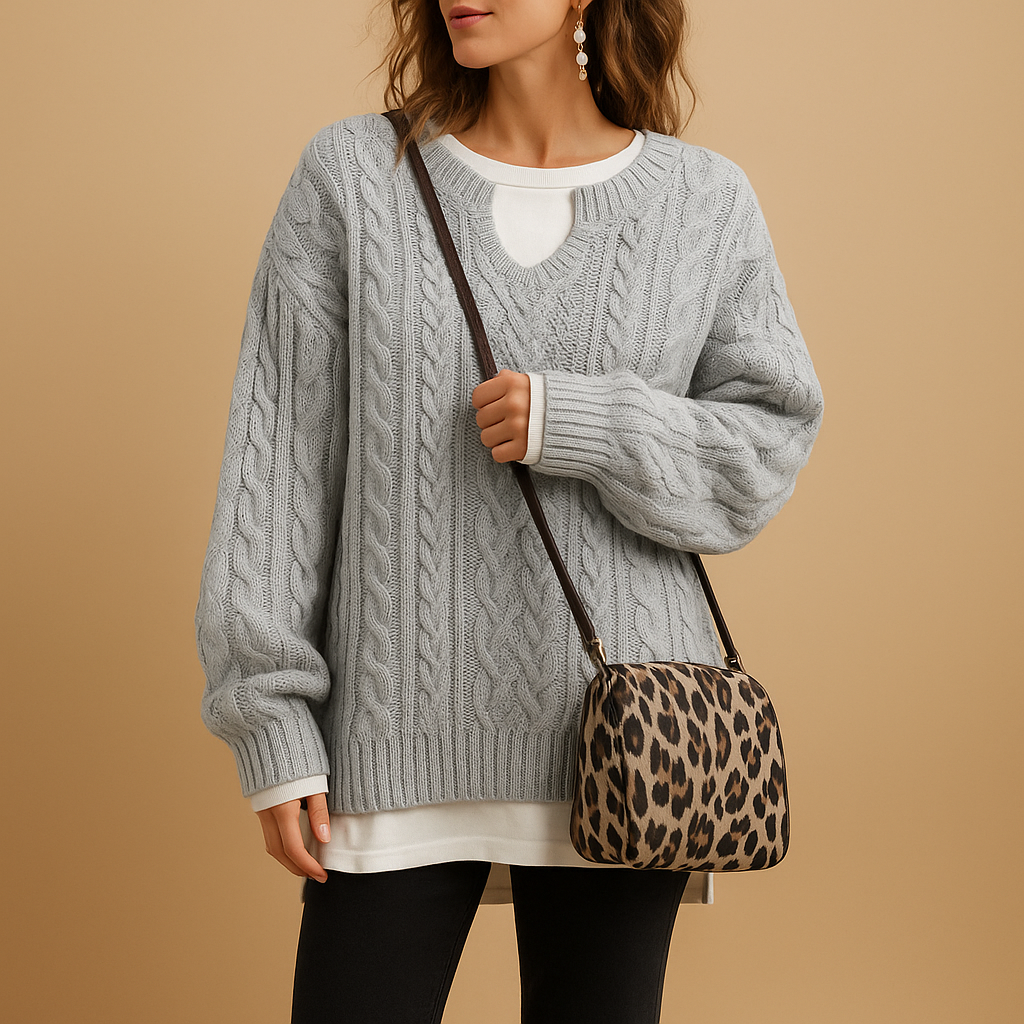 V-neck Knit Sweater for Women | Breathable Fabric | Casual Style | Perfect for Everyday Wear
