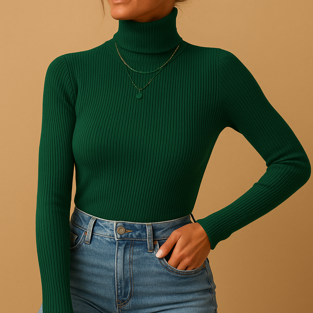 Knitted Turtleneck Sweater for Women | Classic Style | Warm and Cozy | Ideal for Casual Wear and Layering