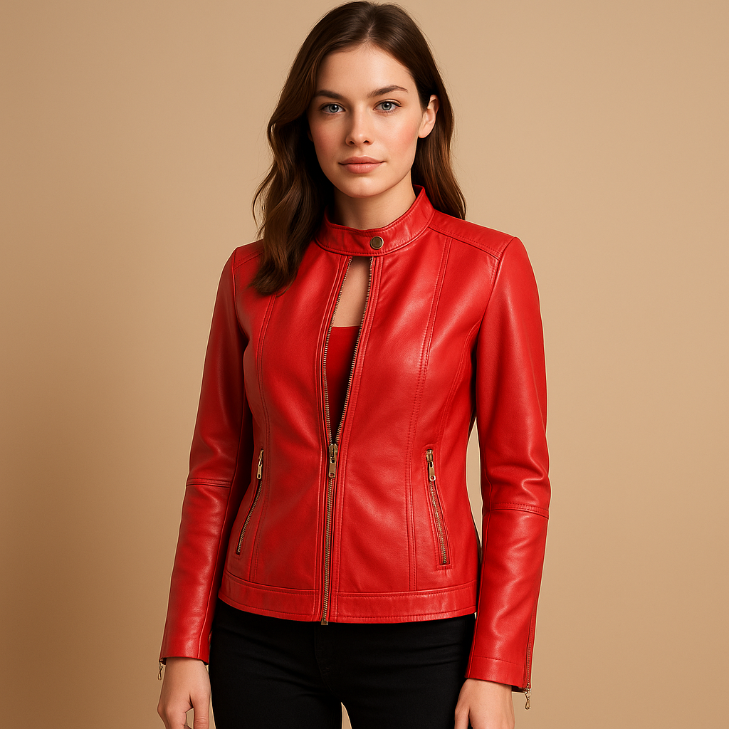 Women's Leather Biker Jacket | Classic Edgy Design | Casual Outerwear for Everyday Wear