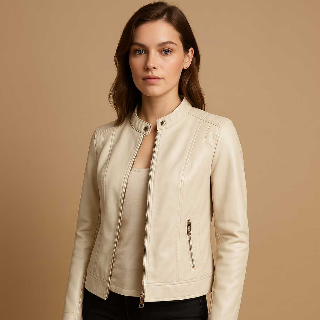 Women's Leather Biker Jacket | Classic Edgy Design | Casual Outerwear for Everyday Wear