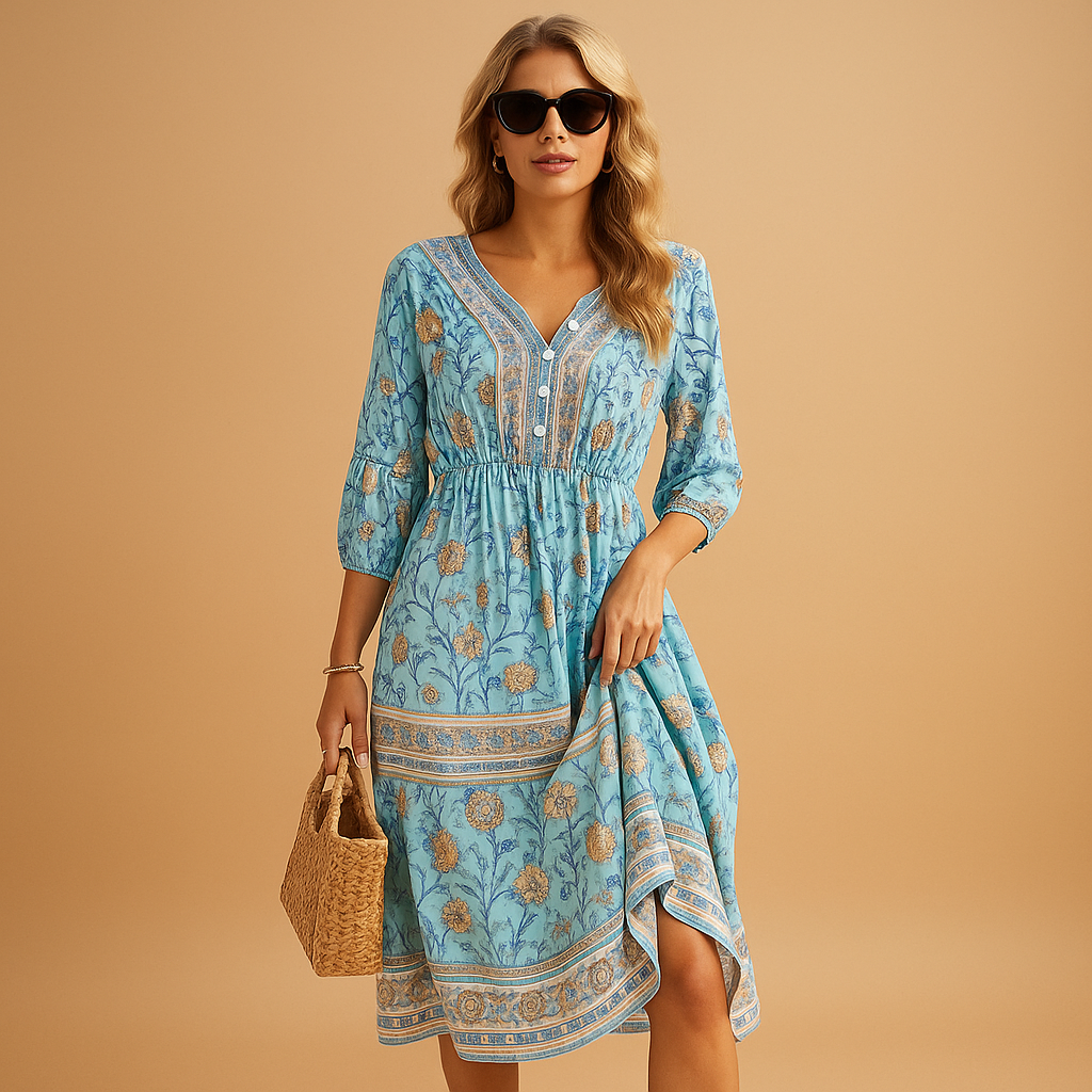 Bohemian Summer Dress for Women | Lightweight Fabric | Casual Style | Perfect for Beach or Outdoor Events