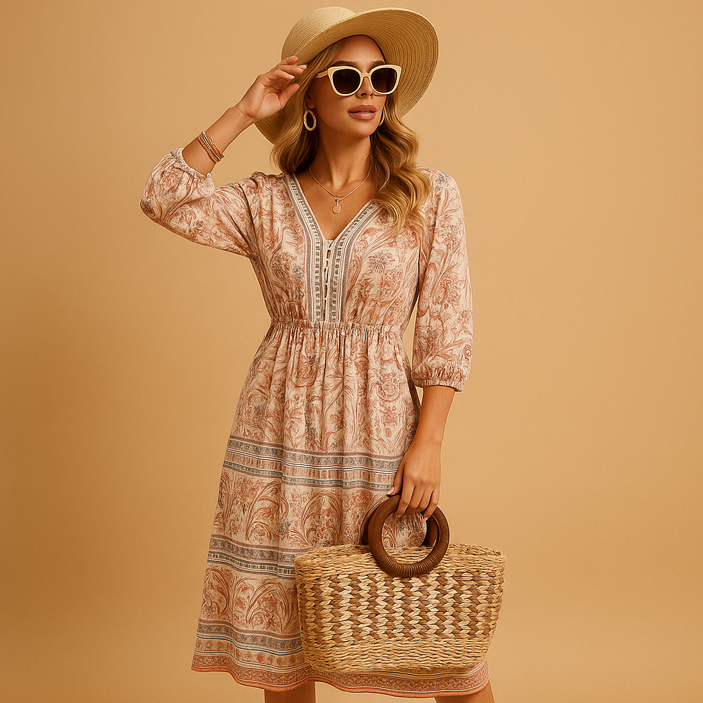 Bohemian Summer Dress for Women | Lightweight Fabric | Casual Style | Perfect for Beach or Outdoor Events