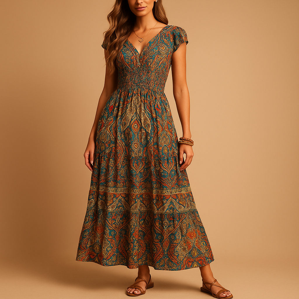 Bohemian Maxi Summer Dress for Women | Lightweight Cotton, Sleeveless, Casual Beachwear, Floral Print