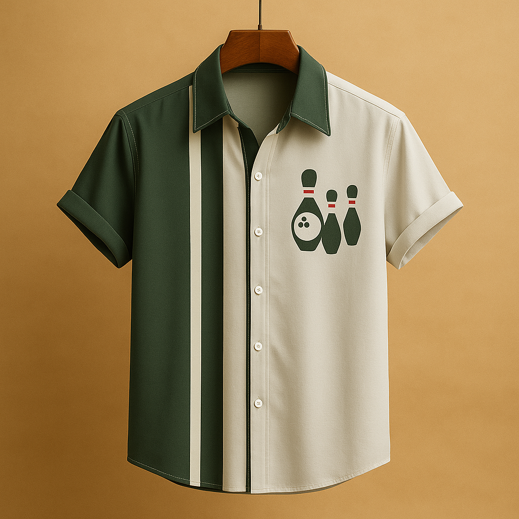 Men's Bowling Print Polo Shirt | Cotton Blend | Casual Wear | Short Sleeve Design
