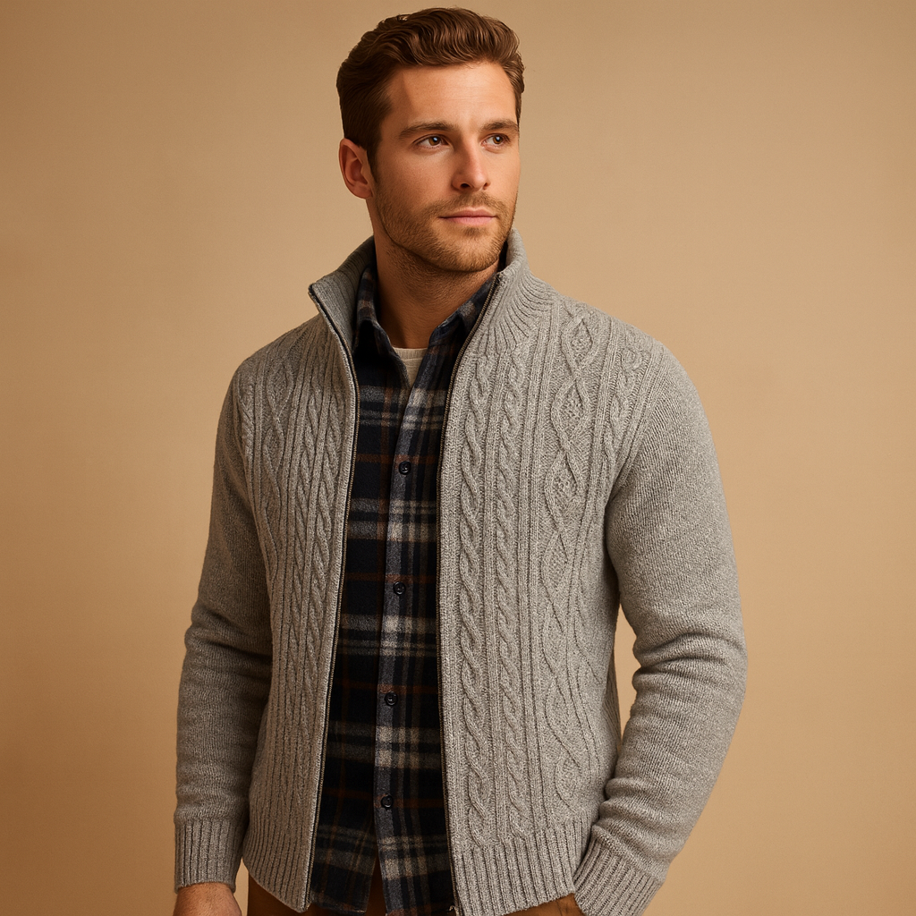 Men's Cable-Knit Sweater with Lining | Warm and Cozy Knitwear for Casual Wear