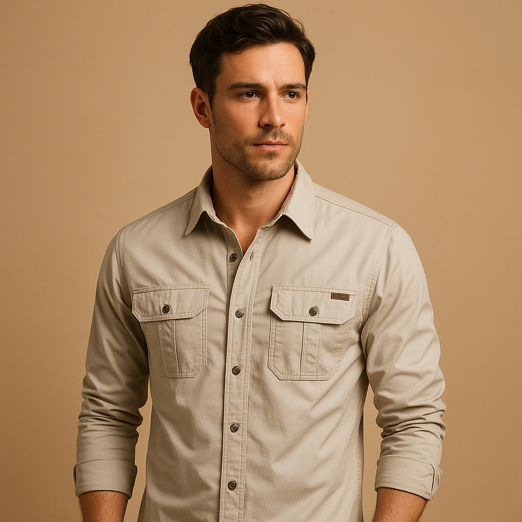 Men's Cargo Shirt - Cotton Fabric - Casual Style - Versatile Outdoor Wear