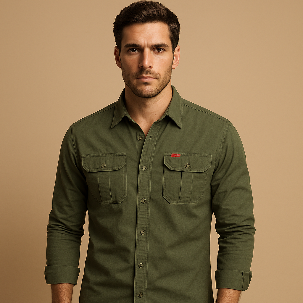 Men's Cargo Shirt - Cotton Fabric - Casual Style - Versatile Outdoor Wear