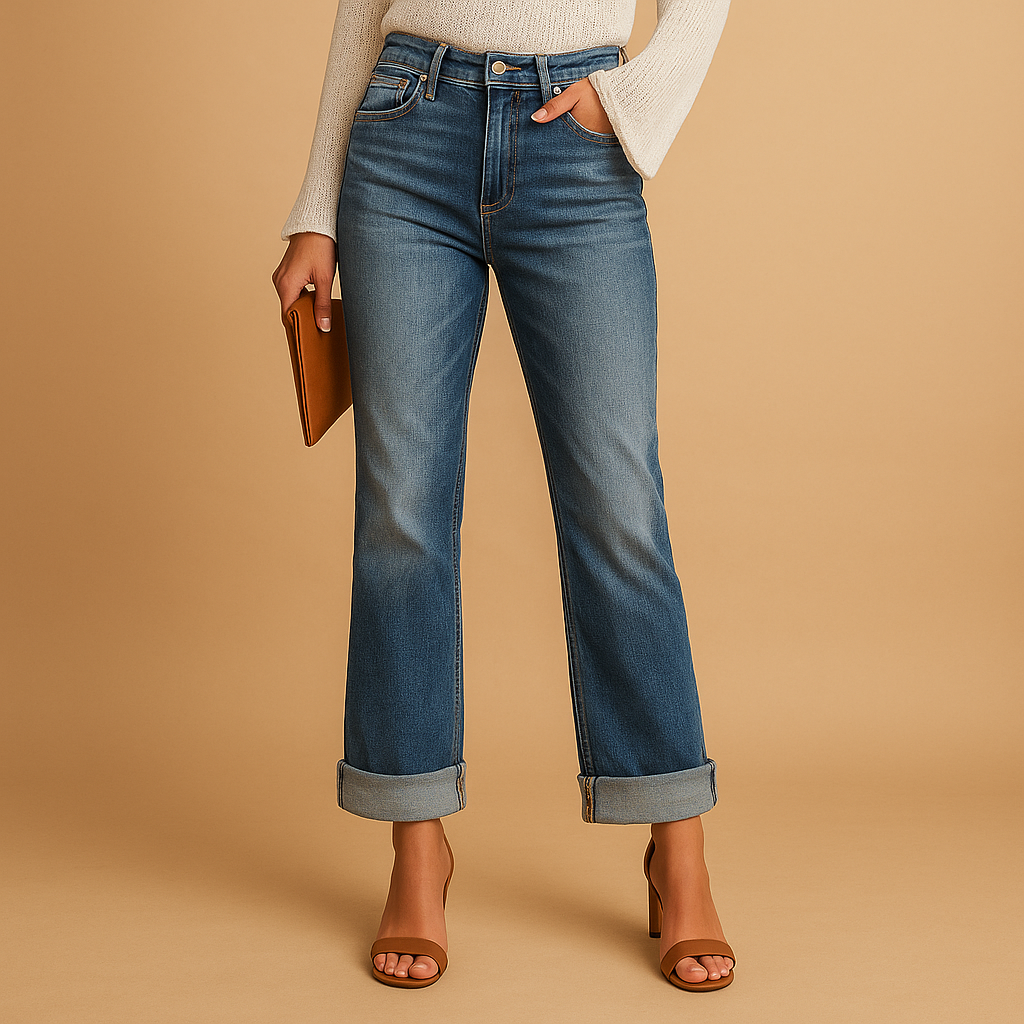 Irregular Waist Casual Jeans for Women | Comfortable Denim Pants for Everyday Wear