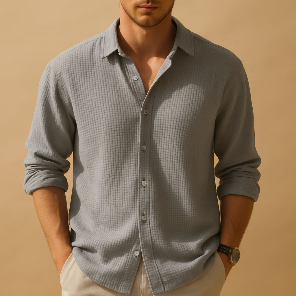 Men's Casual Long Sleeve Shirt - Comfortable Cotton Blend - Versatile Everyday Wear - Available in Multiple Colors