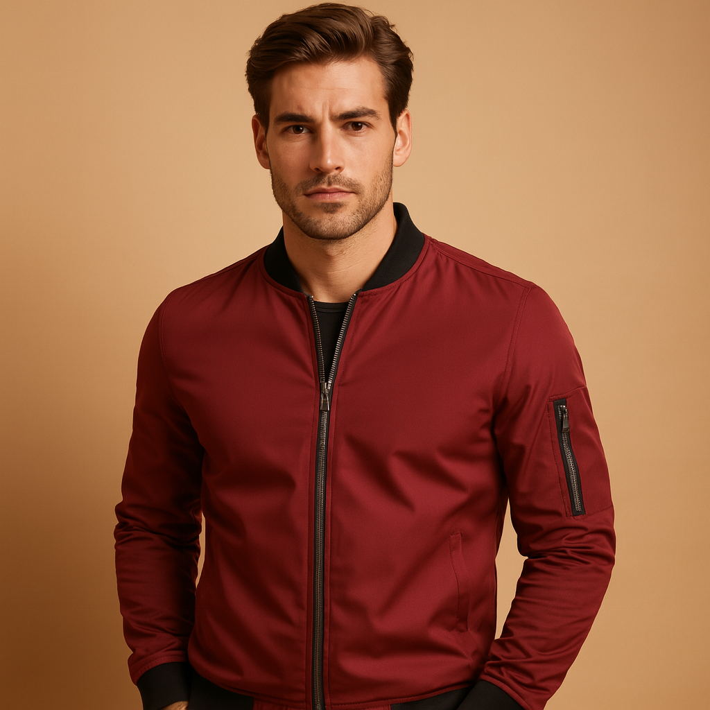 Men's Classic Zip Bomber Jacket | Lightweight Fabric | Casual Outerwear for Everyday Wear