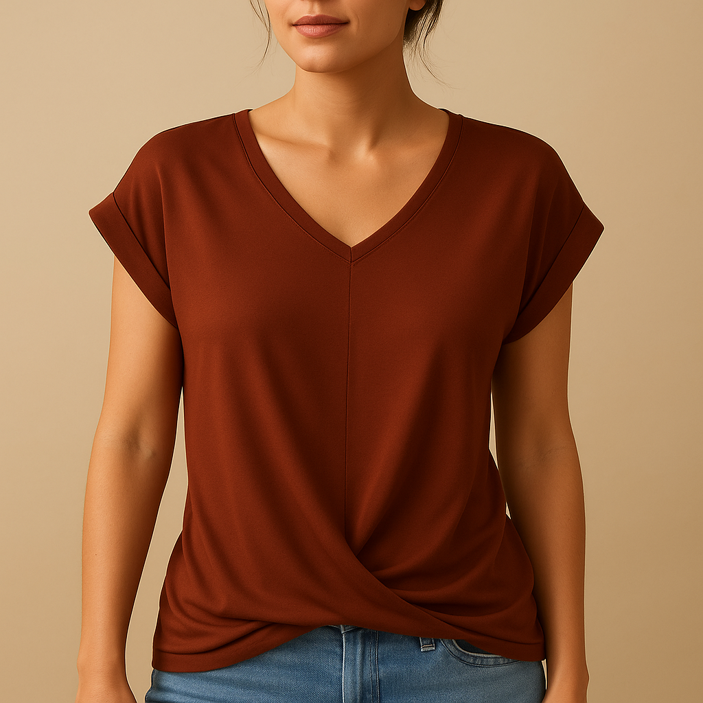V-neck Women's Blouse | Classic Design | Lightweight Fabric | Casual or Office Wear