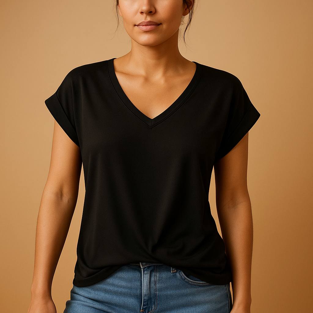 V-neck Women's Blouse | Classic Design | Lightweight Fabric | Casual or Office Wear