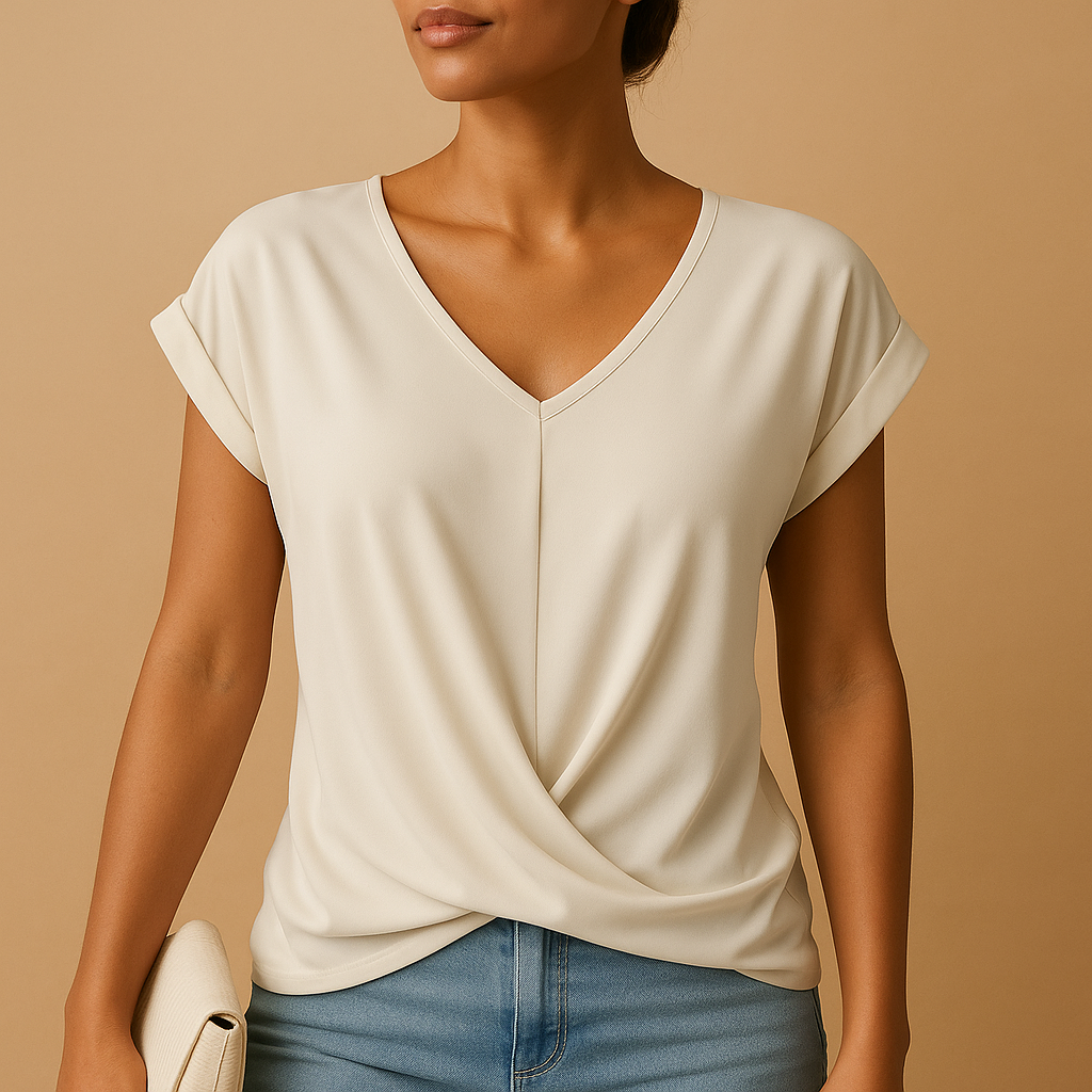V-neck Women's Blouse | Classic Design | Lightweight Fabric | Casual or Office Wear
