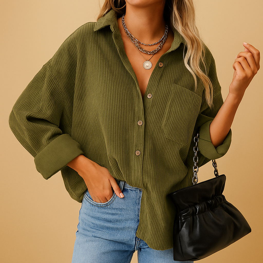 Corduroy Knitted Jacket for Women | Casual Outerwear for Fall and Winter