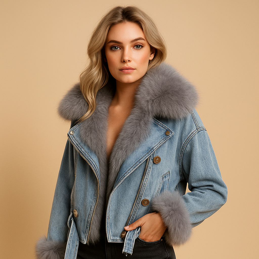 Cropped Denim Winter Jacket for Women | Warm Casual Outerwear for Cold Weather