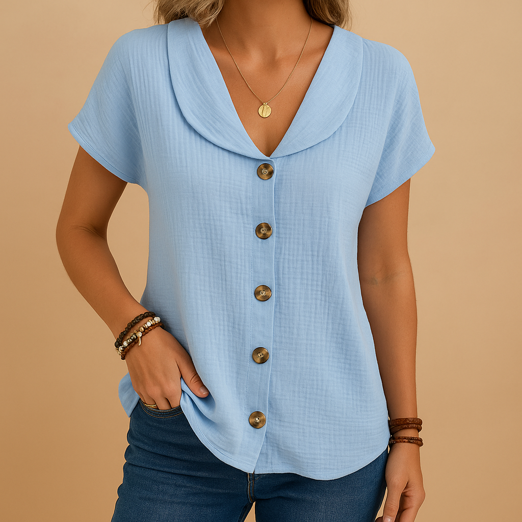 Women's Elegant Button Blouse | Lightweight Fabric | Casual or Office Wear | Available in Multiple Colors