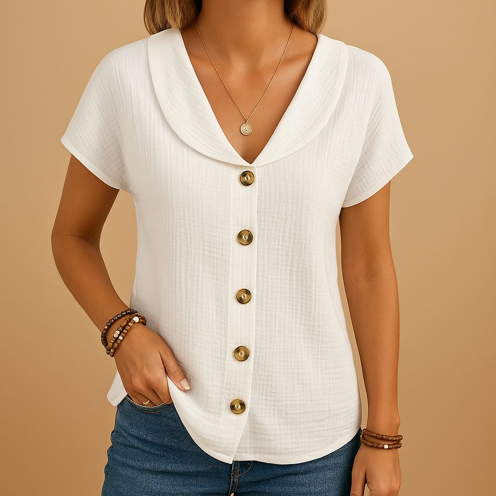 Women's Elegant Button Blouse | Lightweight Fabric | Casual or Office Wear | Available in Multiple Colors