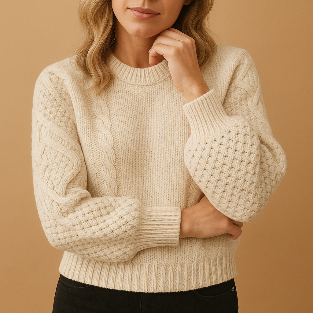 Women's Long Sleeve Knit Sweater | Elegant Design for Casual Wear | Soft Fabric in Celeste Color