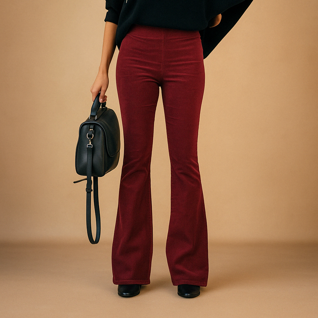 Women's Flared Corduroy Pants in Violet | Stylish Casual Trousers for Everyday Wear