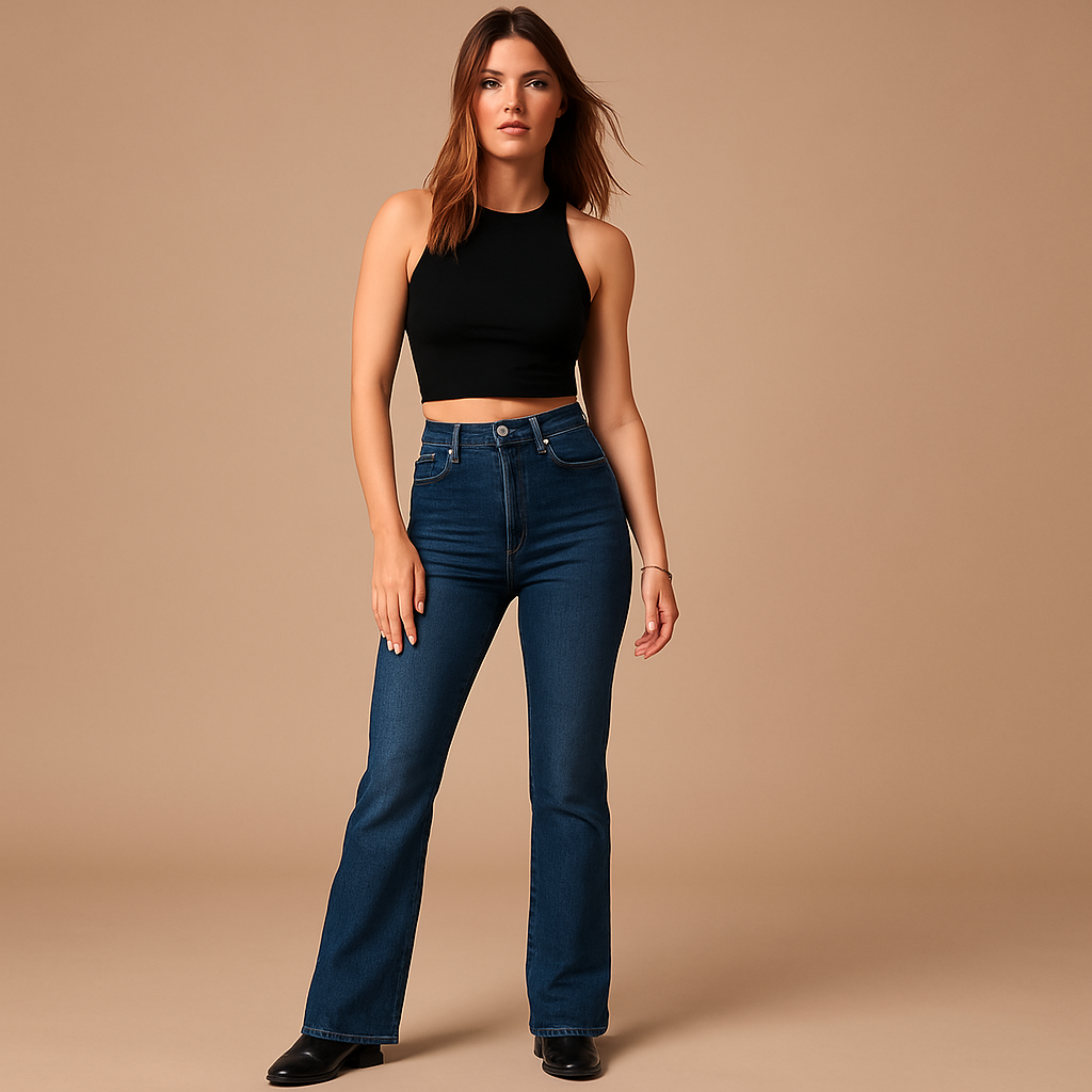 Flared High-Waist Jeans for Women | Denim | Casual Style | Perfect for Everyday Wear