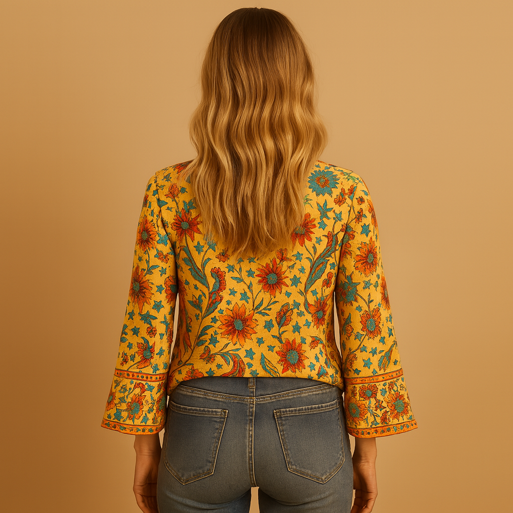 Floral Women's Blouse | Flared Sleeves | Lightweight Fabric | Casual Wear | Perfect for Spring and Summer