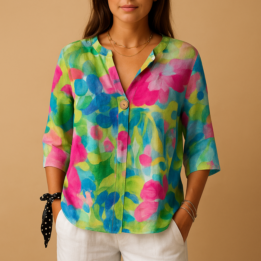 Floral Button-Up Blouse for Women | Lightweight Cotton | Casual Wear | Perfect for Spring and Summer