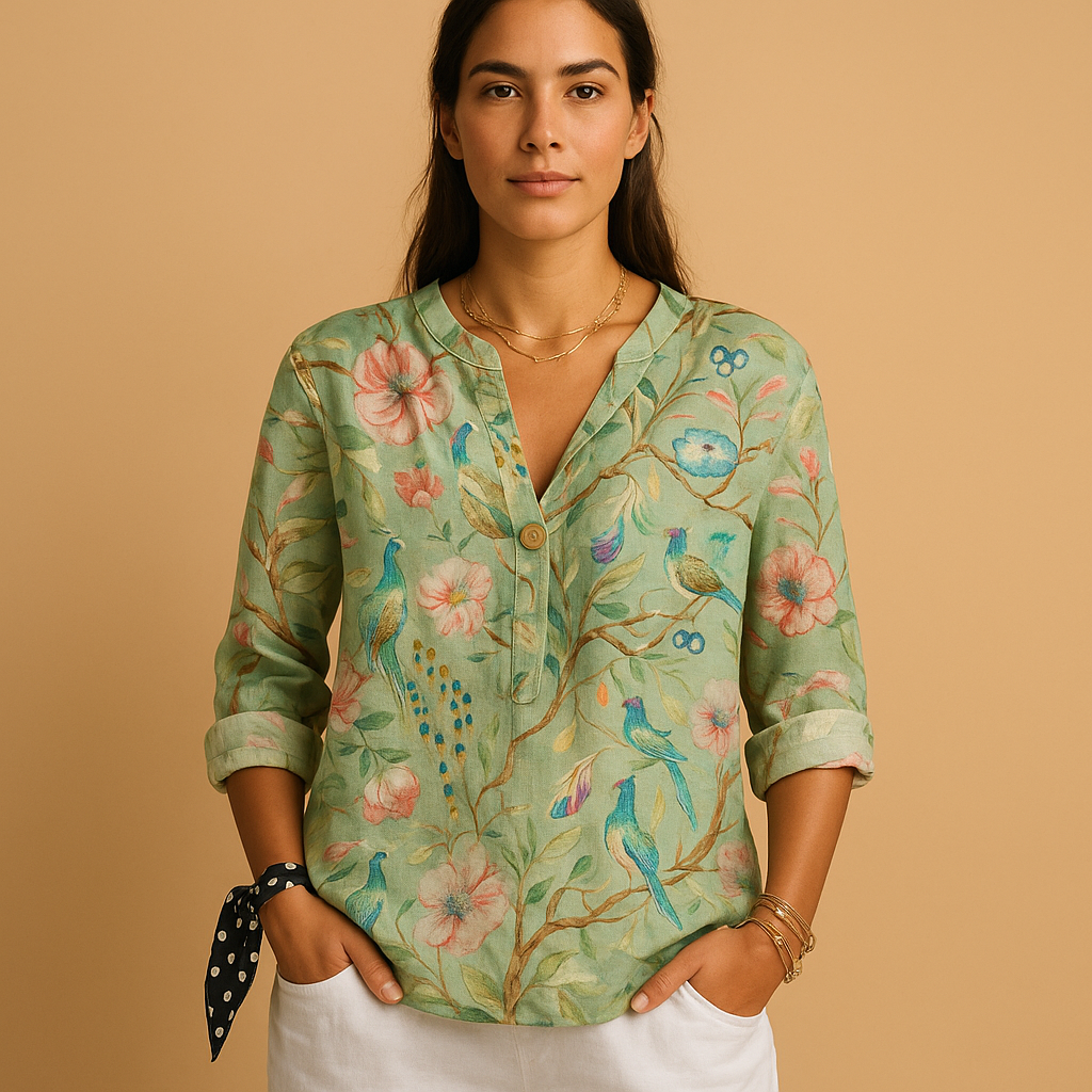 Floral Button-Up Blouse for Women | Lightweight Cotton | Casual Wear | Perfect for Spring and Summer