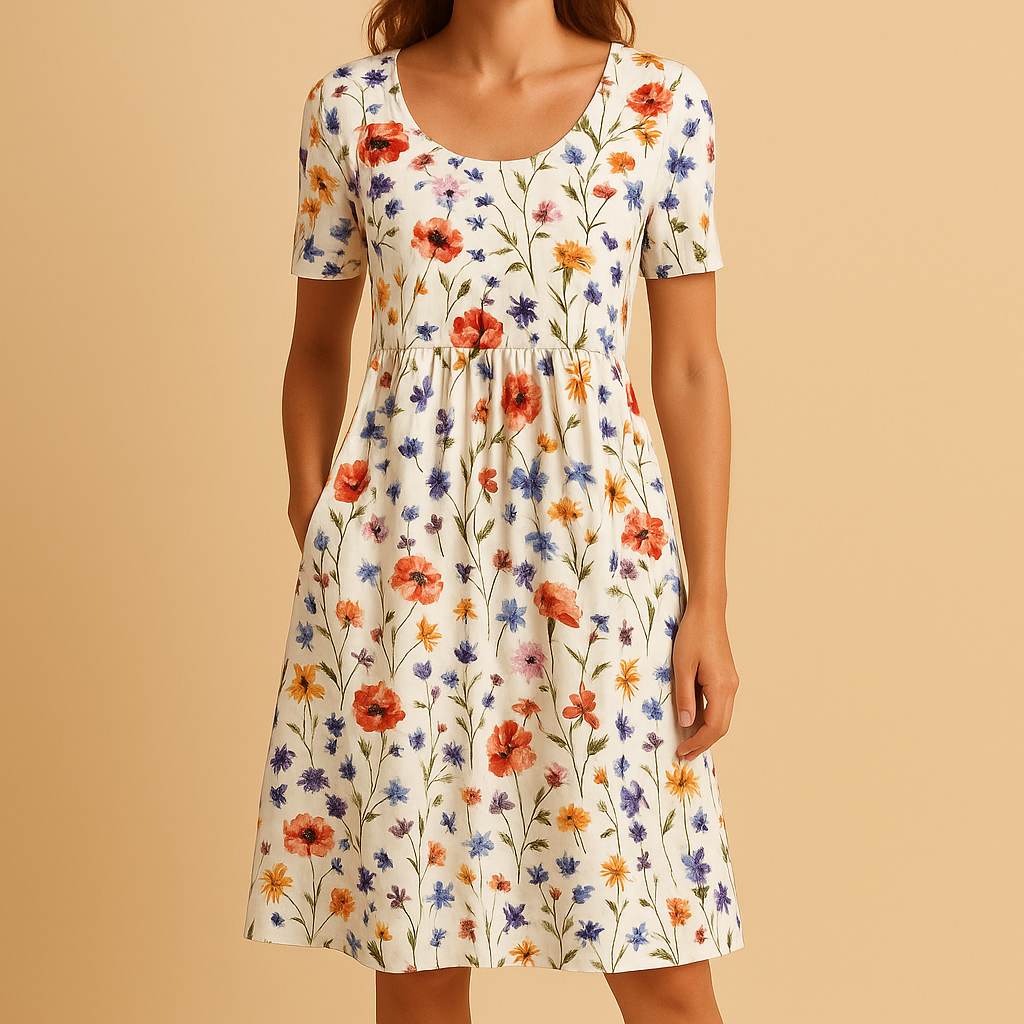 Floral Cotton Dress for Women | Casual Daisy Print Design | Perfect for Everyday Wear