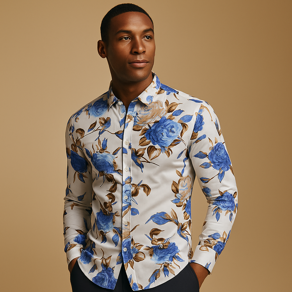 Men's Floral Print Shirt | Lightweight Cotton Casual Wear | Short Sleeve Summer Top