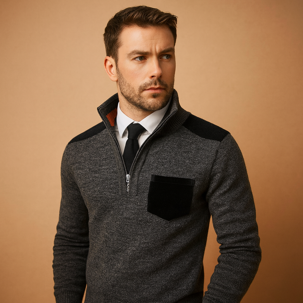 Men's Half-Zip Pullover Sweater | Soft Knit Fabric | Casual Style | Perfect for Layering in Cool Weather