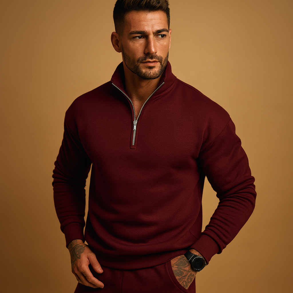 Men's Half Zip Sweater | Soft Knit Fabric | Casual Style | Perfect for Layering in Cool Weather