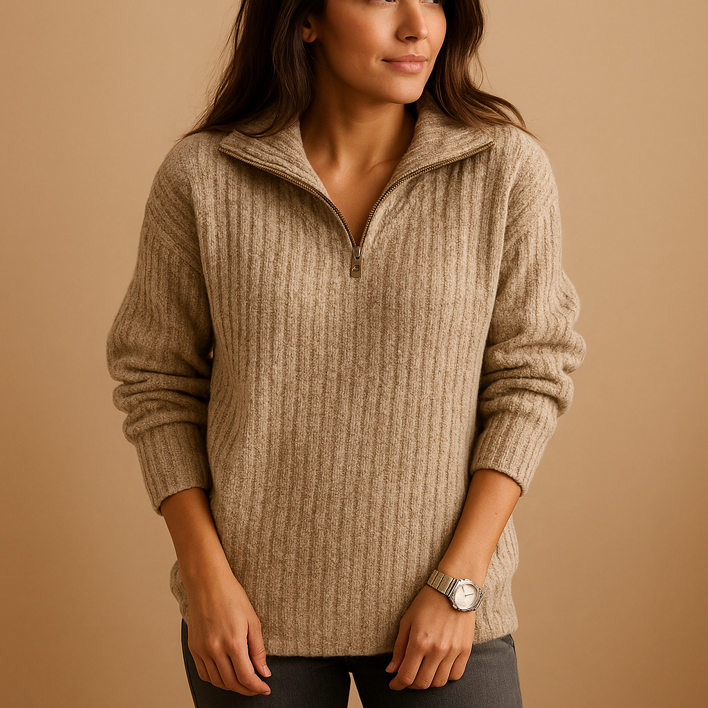 Women's Half Zip Sweater | Soft Knit Fabric | Casual Style | Perfect for Layering and Everyday Wear