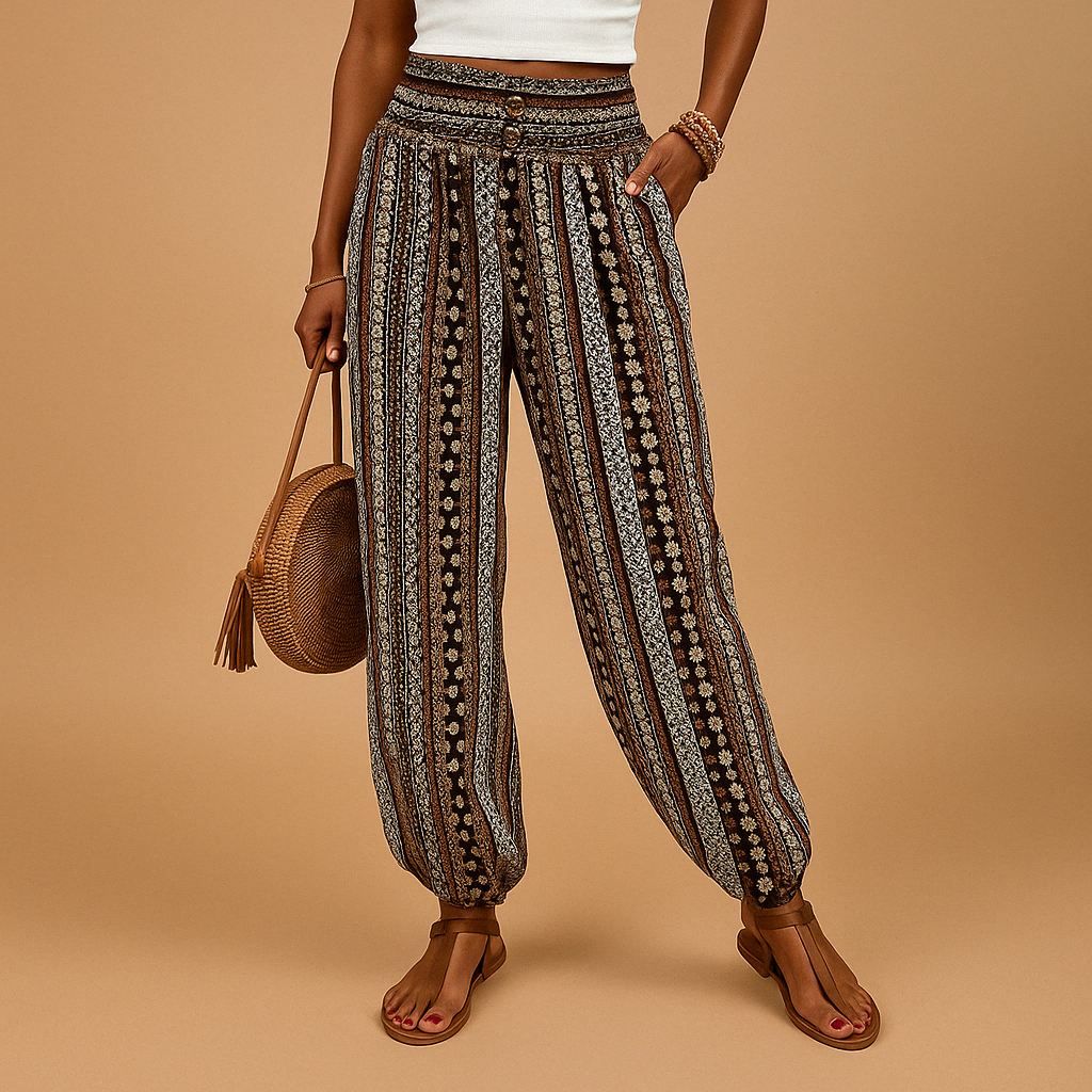 High Waist Boho Pants for Women | Comfortable Lightweight Fabric | Casual Summer Wear | Lila Design