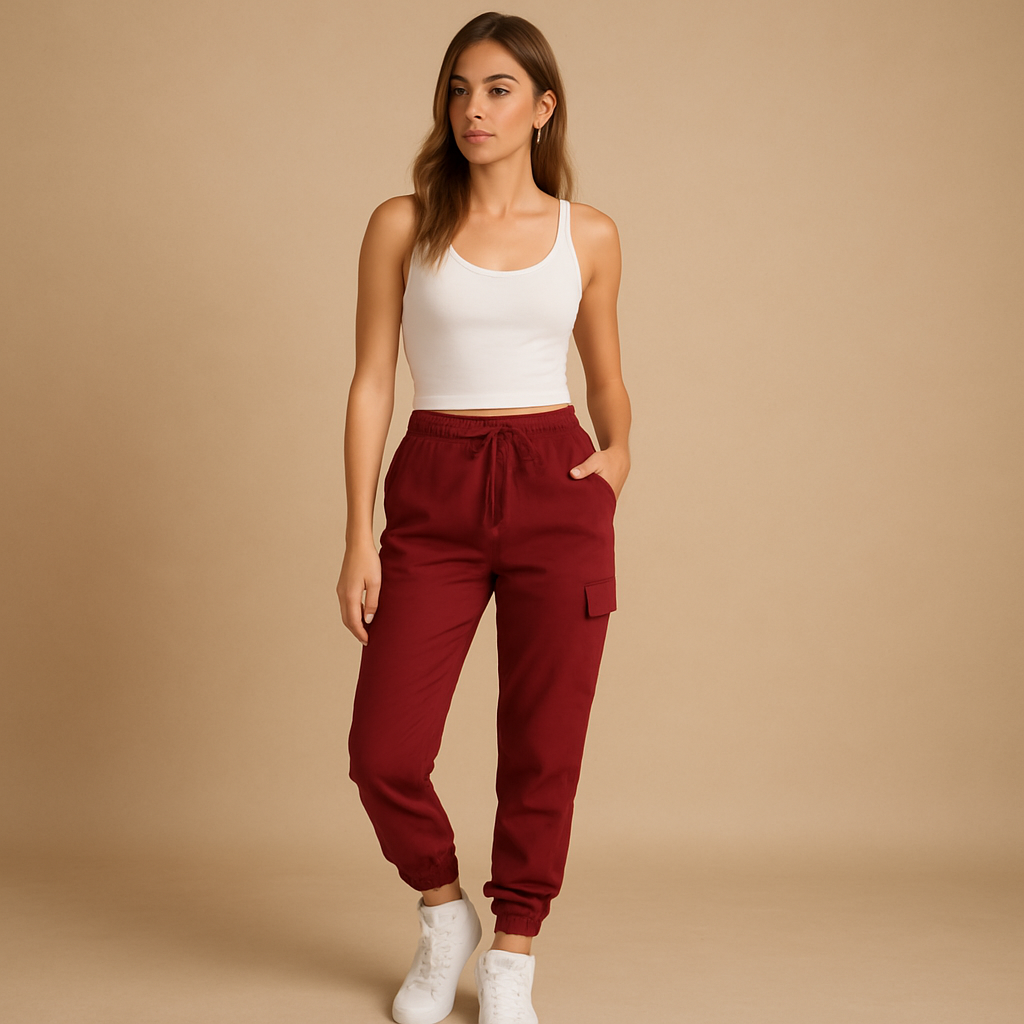 High Waist Cargo Pants for Women | Durable Cotton Blend | Casual Utility Style | Perfect for Everyday Wear