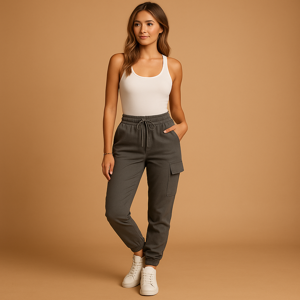 High Waist Cargo Pants for Women | Durable Cotton Blend | Casual Utility Style | Perfect for Everyday Wear