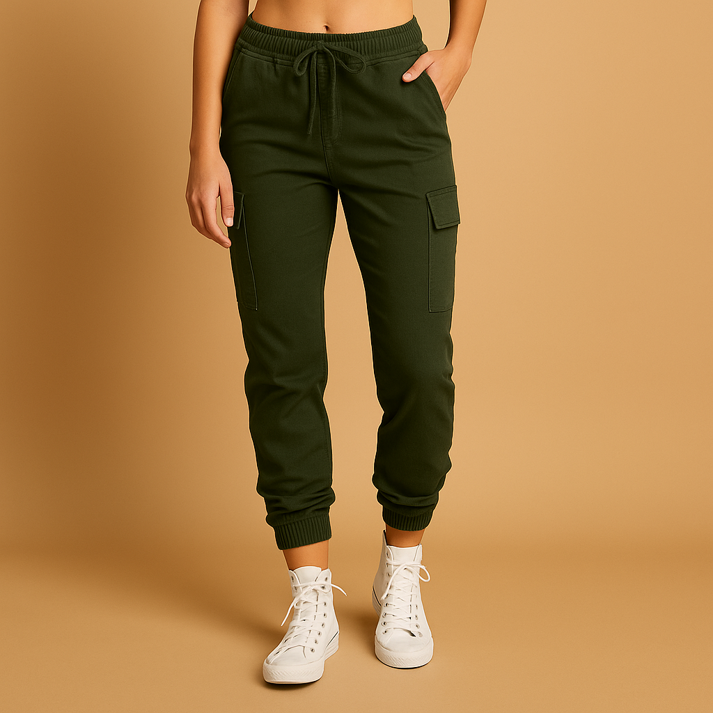 High Waist Cargo Pants for Women | Durable Cotton Blend | Casual Utility Style | Perfect for Everyday Wear