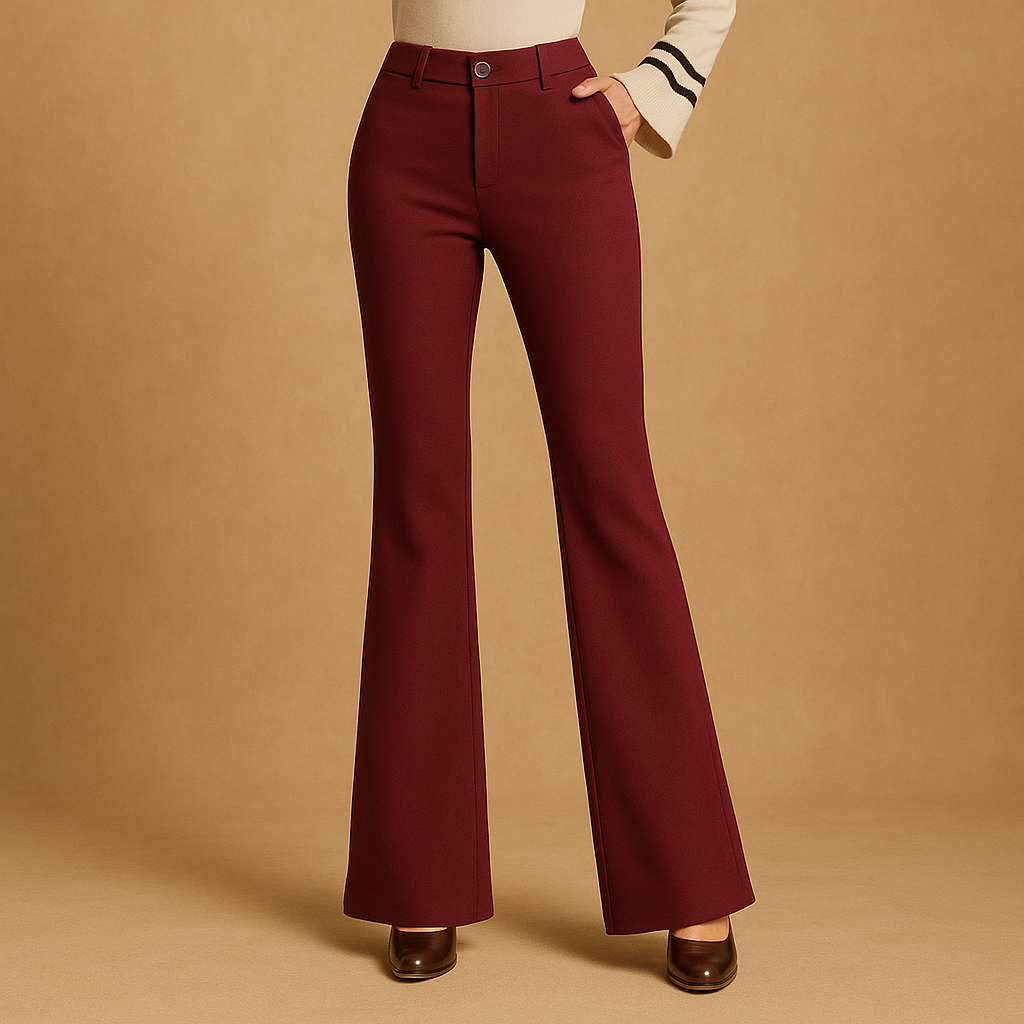 High Waist Flared Pants for Women | Comfortable Stretch Fabric | Casual or Dressy Wear | Available in Multiple Colors